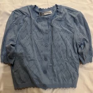 Zara Sweater Button Up Size Medium Color Light Blue